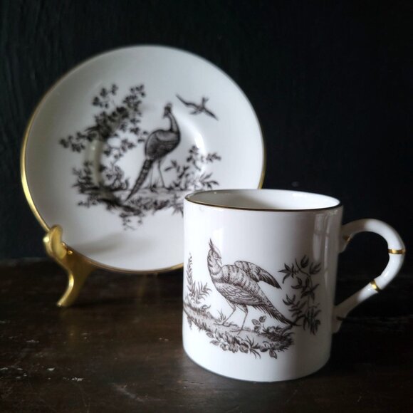 Vintage Royal Worcester Fine Bone China England Pheasant Demitasse Cup & Saucer - Picture 2 of 11
